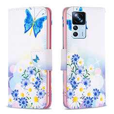 Leather Case Stands Fashionable Pattern Flip Cover Holder B01F for Xiaomi Redmi K50 Ultra 5G Blue