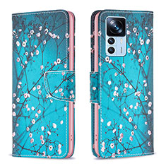 Leather Case Stands Fashionable Pattern Flip Cover Holder B01F for Xiaomi Redmi K50 Ultra 5G Cyan