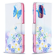Leather Case Stands Fashionable Pattern Flip Cover Holder B01F for Xiaomi Redmi Note 10 Pro 4G Blue