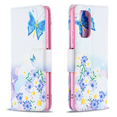 Leather Case Stands Fashionable Pattern Flip Cover Holder B01F for Xiaomi Redmi Note 10 Pro Max Blue