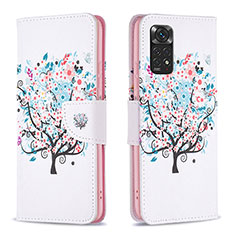 Leather Case Stands Fashionable Pattern Flip Cover Holder B01F for Xiaomi Redmi Note 11 4G (2022) White