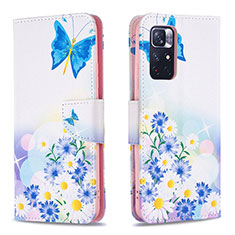 Leather Case Stands Fashionable Pattern Flip Cover Holder B01F for Xiaomi Redmi Note 11 5G Blue