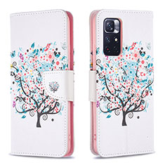 Leather Case Stands Fashionable Pattern Flip Cover Holder B01F for Xiaomi Redmi Note 11 5G White