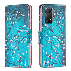 Leather Case Stands Fashionable Pattern Flip Cover Holder B01F for Xiaomi Redmi Note 11 Pro 4G Cyan