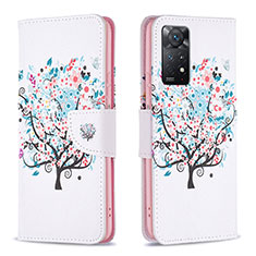 Leather Case Stands Fashionable Pattern Flip Cover Holder B01F for Xiaomi Redmi Note 11 Pro 4G White