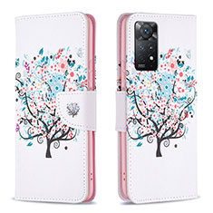 Leather Case Stands Fashionable Pattern Flip Cover Holder B01F for Xiaomi Redmi Note 11 Pro 5G White