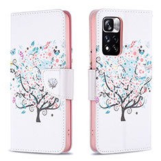 Leather Case Stands Fashionable Pattern Flip Cover Holder B01F for Xiaomi Redmi Note 11 Pro+ Plus 5G White