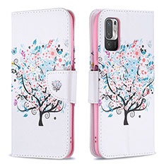 Leather Case Stands Fashionable Pattern Flip Cover Holder B01F for Xiaomi Redmi Note 11 SE 5G White