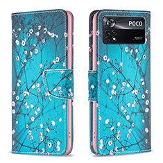 Leather Case Stands Fashionable Pattern Flip Cover Holder B01F for Xiaomi Redmi Note 11E Pro 5G Cyan
