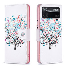 Leather Case Stands Fashionable Pattern Flip Cover Holder B01F for Xiaomi Redmi Note 11E Pro 5G White