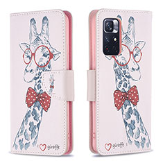 Leather Case Stands Fashionable Pattern Flip Cover Holder B01F for Xiaomi Redmi Note 11T 5G Pink