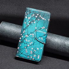 Leather Case Stands Fashionable Pattern Flip Cover Holder B01F for Xiaomi Redmi Note 12 Explorer Cyan