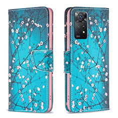 Leather Case Stands Fashionable Pattern Flip Cover Holder B01F for Xiaomi Redmi Note 12 Pro 4G Cyan