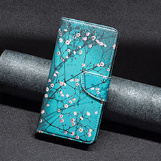 Leather Case Stands Fashionable Pattern Flip Cover Holder B01F for Xiaomi Redmi Note 12 Pro+ Plus 5G Cyan