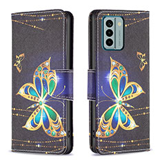 Leather Case Stands Fashionable Pattern Flip Cover Holder B03F for Nokia G22 Black