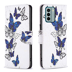 Leather Case Stands Fashionable Pattern Flip Cover Holder B03F for Nokia G22 Blue