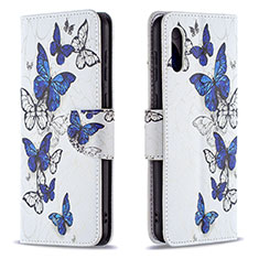 Leather Case Stands Fashionable Pattern Flip Cover Holder B03F for Samsung Galaxy A02 Blue