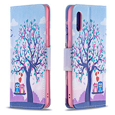 Leather Case Stands Fashionable Pattern Flip Cover Holder B03F for Samsung Galaxy A02 Clove Purple