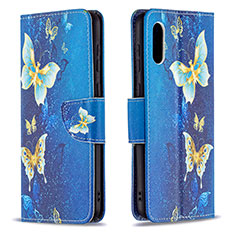 Leather Case Stands Fashionable Pattern Flip Cover Holder B03F for Samsung Galaxy A02 Sky Blue