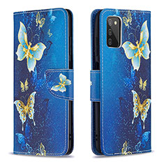 Leather Case Stands Fashionable Pattern Flip Cover Holder B03F for Samsung Galaxy A03s Sky Blue