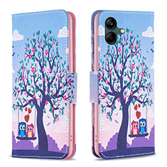 Leather Case Stands Fashionable Pattern Flip Cover Holder B03F for Samsung Galaxy A04 4G Clove Purple