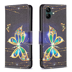 Leather Case Stands Fashionable Pattern Flip Cover Holder B03F for Samsung Galaxy A04E Black