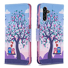 Leather Case Stands Fashionable Pattern Flip Cover Holder B03F for Samsung Galaxy A04s Clove Purple