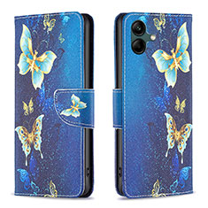 Leather Case Stands Fashionable Pattern Flip Cover Holder B03F for Samsung Galaxy A05 Sky Blue