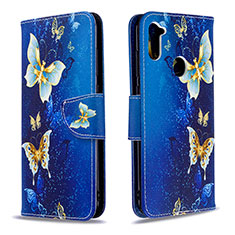 Leather Case Stands Fashionable Pattern Flip Cover Holder B03F for Samsung Galaxy A11 Sky Blue