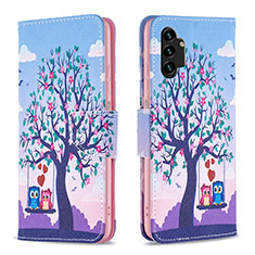 Leather Case Stands Fashionable Pattern Flip Cover Holder B03F for Samsung Galaxy A13 4G Clove Purple