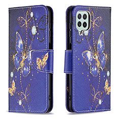 Leather Case Stands Fashionable Pattern Flip Cover Holder B03F for Samsung Galaxy A22 4G Navy Blue