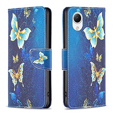 Leather Case Stands Fashionable Pattern Flip Cover Holder B03F for Samsung Galaxy A23 5G SC-56C Sky Blue