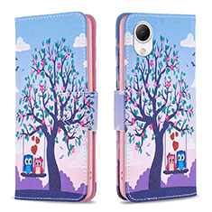 Leather Case Stands Fashionable Pattern Flip Cover Holder B03F for Samsung Galaxy A23e 5G Clove Purple