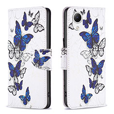 Leather Case Stands Fashionable Pattern Flip Cover Holder B03F for Samsung Galaxy A23s Blue