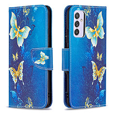 Leather Case Stands Fashionable Pattern Flip Cover Holder B03F for Samsung Galaxy A24 4G Sky Blue