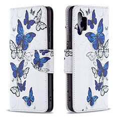 Leather Case Stands Fashionable Pattern Flip Cover Holder B03F for Samsung Galaxy A32 5G Blue