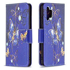 Leather Case Stands Fashionable Pattern Flip Cover Holder B03F for Samsung Galaxy A32 5G Navy Blue
