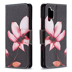 Leather Case Stands Fashionable Pattern Flip Cover Holder B03F for Samsung Galaxy A32 5G Red