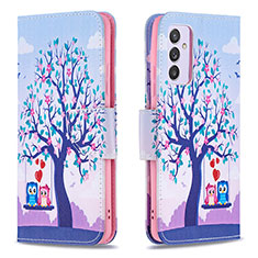 Leather Case Stands Fashionable Pattern Flip Cover Holder B03F for Samsung Galaxy A34 5G Clove Purple