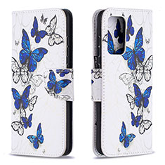 Leather Case Stands Fashionable Pattern Flip Cover Holder B03F for Samsung Galaxy A52 4G Blue