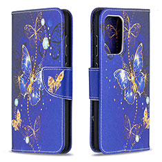 Leather Case Stands Fashionable Pattern Flip Cover Holder B03F for Samsung Galaxy A52 4G Navy Blue