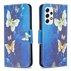 Leather Case Stands Fashionable Pattern Flip Cover Holder B03F for Samsung Galaxy A53 5G Sky Blue