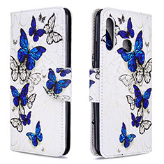 Leather Case Stands Fashionable Pattern Flip Cover Holder B03F for Samsung Galaxy A70E Blue