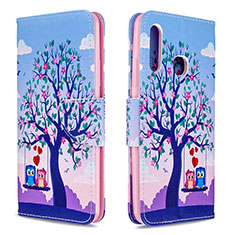Leather Case Stands Fashionable Pattern Flip Cover Holder B03F for Samsung Galaxy A70E Clove Purple