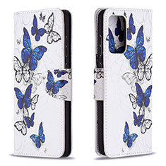 Leather Case Stands Fashionable Pattern Flip Cover Holder B03F for Samsung Galaxy A72 4G Blue