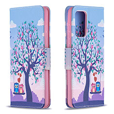 Leather Case Stands Fashionable Pattern Flip Cover Holder B03F for Samsung Galaxy A72 4G Clove Purple