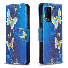 Leather Case Stands Fashionable Pattern Flip Cover Holder B03F for Samsung Galaxy A72 4G Sky Blue