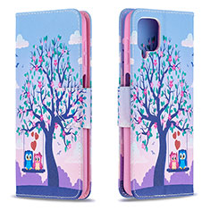 Leather Case Stands Fashionable Pattern Flip Cover Holder B03F for Samsung Galaxy F12 Clove Purple