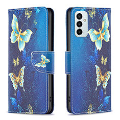 Leather Case Stands Fashionable Pattern Flip Cover Holder B03F for Samsung Galaxy F23 5G Sky Blue