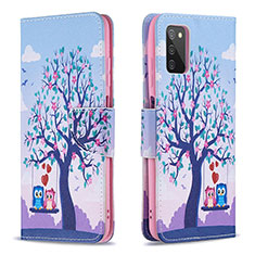 Leather Case Stands Fashionable Pattern Flip Cover Holder B03F for Samsung Galaxy M02s Clove Purple